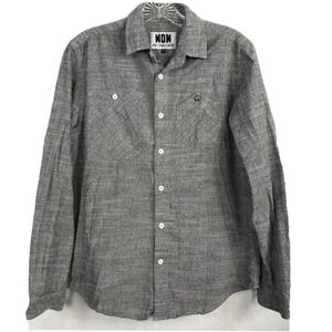 Woolf Originals WON Shirt Mens Sz M Gray Woven Lightweight Button Front Casual